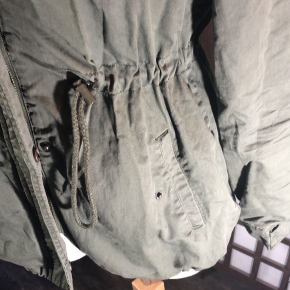 Ambiance Olive Green Jacket Size Med. /Army Style Olive Drab Green Cotton Outer - Picture 3 of 16
